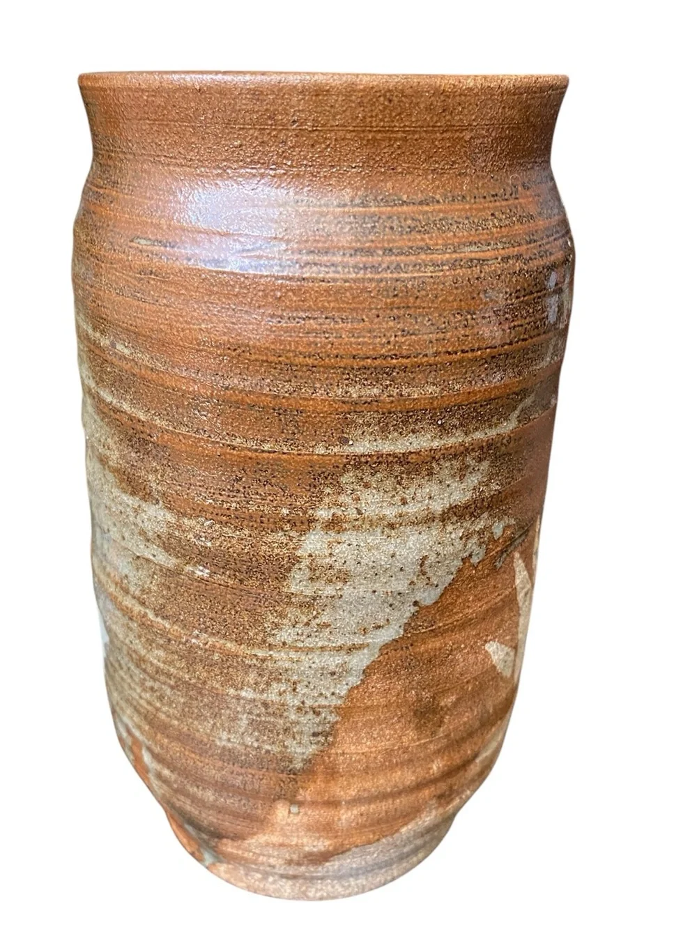 VINTAGE HANDMADE STUDIO POTTERY EARTH TONE BEAUTIFULLY PATTERNED VASE